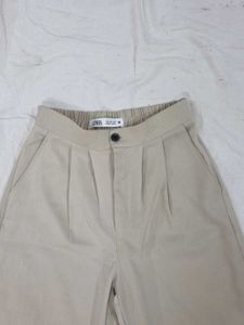 Zara Cream Wide Leg Trousers