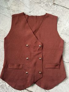 Double-Breasted Knit Vest