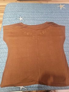 Brown Embellished T-Shirt