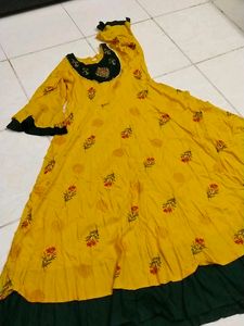 Yellow Long Anarkali Gown