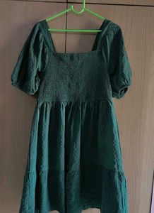 Green Puff Sleeve Mini Dress✨