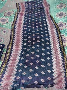 Elegant Pink &amp; Blue Cotton Suit set