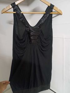Black Embellished Sleeveless Top