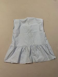 Blue Striped Tie-Up Tunic Top