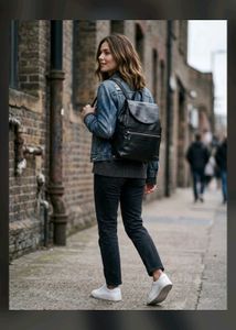 vintage Chic Black Leather Backpack