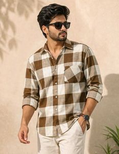 Brown & White Plaid Shirt