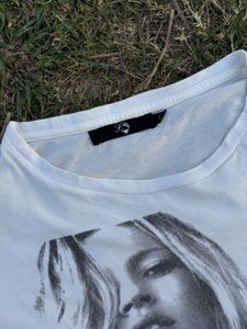 Vintage White Graphic Tee with Kate Moss Print