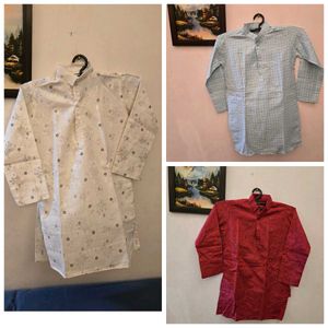 Combo of 3 Kids Ethnic Cotton Kurtas