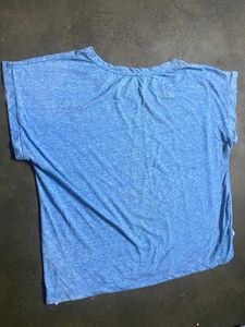 Blue Lace Trimmed Casual Top