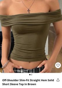 Little box Off-Shoulder Olive Green Top