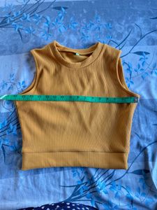 Mustard Yellow Ribbed Sleeveless Top