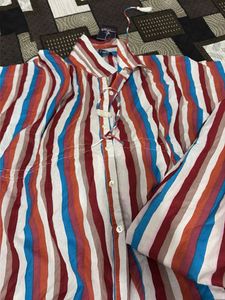 Vibrant Striped Button-Up Shirt