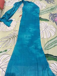 Elegant Turquoise One-Shoulder Maxi Dress