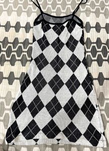 Argyle Print Spaghetti Strap Mini Dress