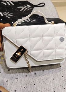 Chic Quilted White Clutch