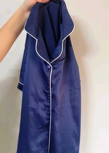 Navy Blue Satin Pajama Set
