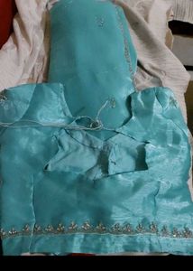 Beautiful Teal Saree with Blouse