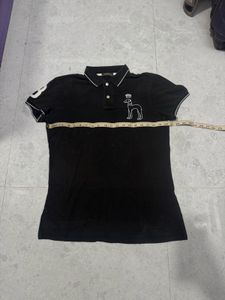 Hazzys Men's Black Graphic Polo Shirt