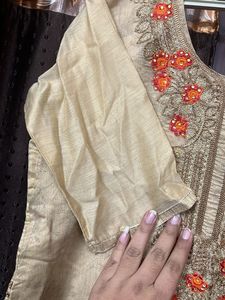 Women Tailor Made Kurta Brown With Embroidery