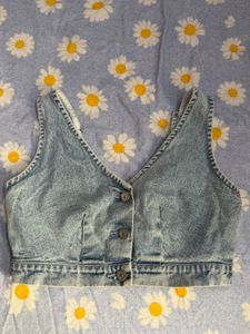 Denim Crop Vest Top