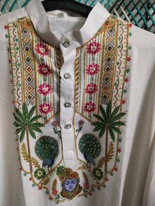 Embellished Lotus Print Kurta