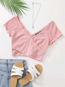 Cute Pink Wrap Crop Top