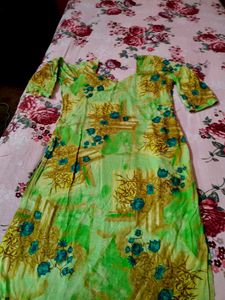 Vibrant Green Floral Kurta Set with Dupatta