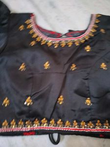 Designer Black Blouse with Gold Embroidery