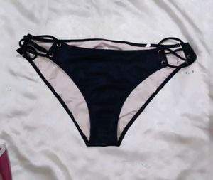 Navy Blue Lace-Up Bikini Bottoms