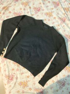 Black Knit Sweater with Button✨