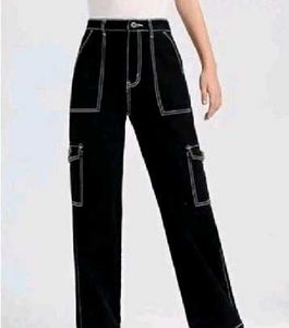 Brand New Black Baggy Cargo Denim Jeans | Deep Bla