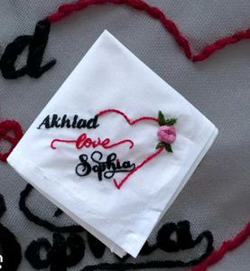 Hand Embroidered Monogram Handkerchief