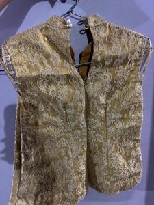Elegant Gold Brocade Blouse