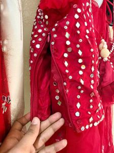 Red Heavy embroidered Mirror Work Lehenga choli