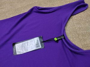 Vibrant Purple Sleeveless Ribbed Dress