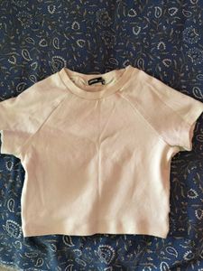Cream Cropped Raglan Tee