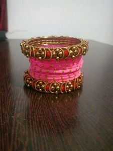 Gold &amp; Red Bangle Set