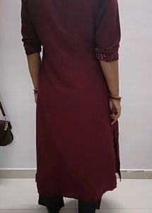 Maroon Embroidered Kurta