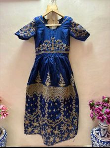 Royal Blue Embroidered full length gown