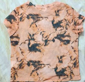 Trendy Mesh Tie-Dye Crop Top