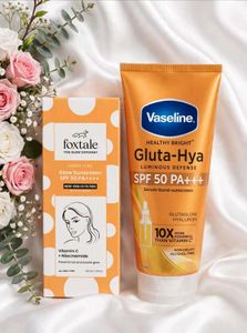 Foxtale Glow Sunscreen SPF 50 PA+ and VASELINE SUN
