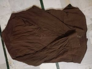 Elegant Brown Textured Button-Up Shirt