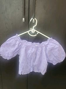 Lavender Eyelet Off-Shoulder Top