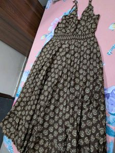Brand New Brown Printed Maxi Dress | Flowy Boho