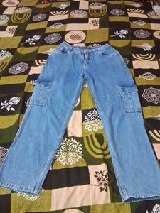 Blue Denim Cargo Jeans