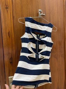 Striped Zip-Up Sleeveless Top