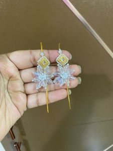 Beautiful Beaded Flower Dangle Earrings