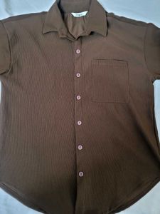women's relaxed brown corduroy shirt