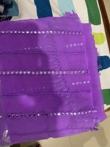 New Purple Saree Mirror Work