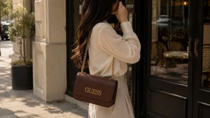GUESS Brown Croc Embossed Shoulder Bag